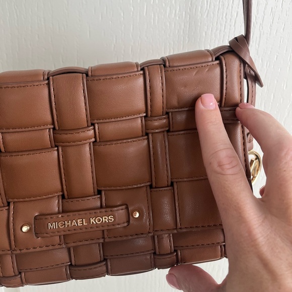 Michael Kors Chocolate Woven Crossbody Bag - Picture 2 of 6